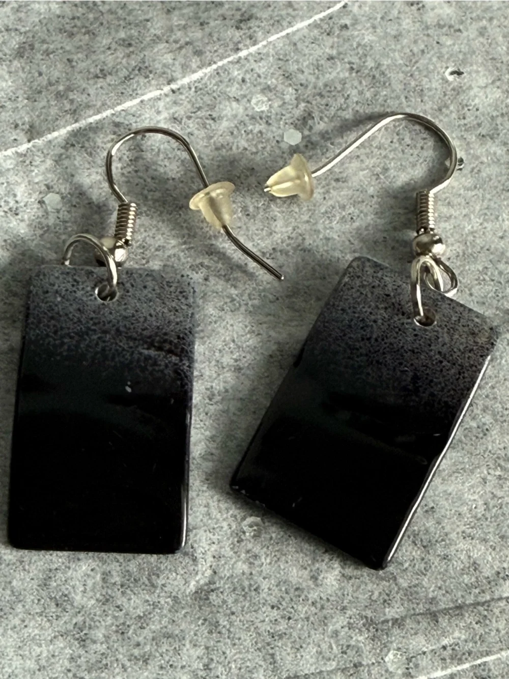 Black Gradient Rectangular Drop Earrings - Minimalist Women’s Jewelry